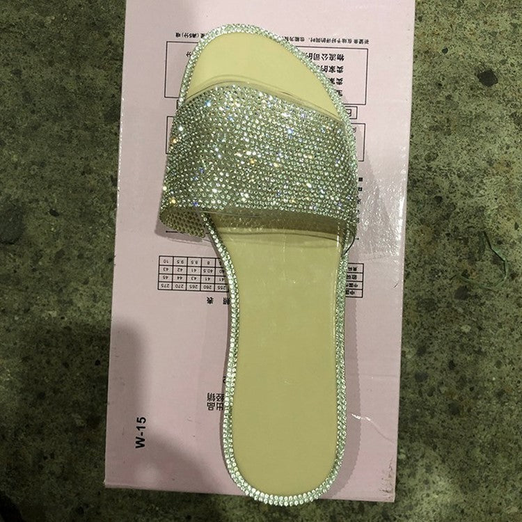 Karen – Grote Strass-Sandalen en Slippers voor Dames met Lage Hak