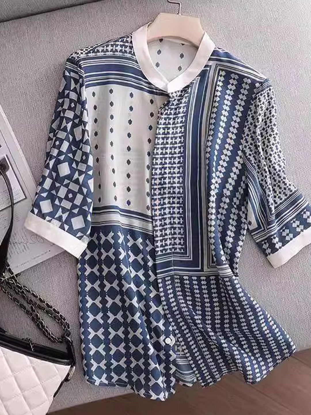 Brenda – Retro Geruit Gestreept Overhemd