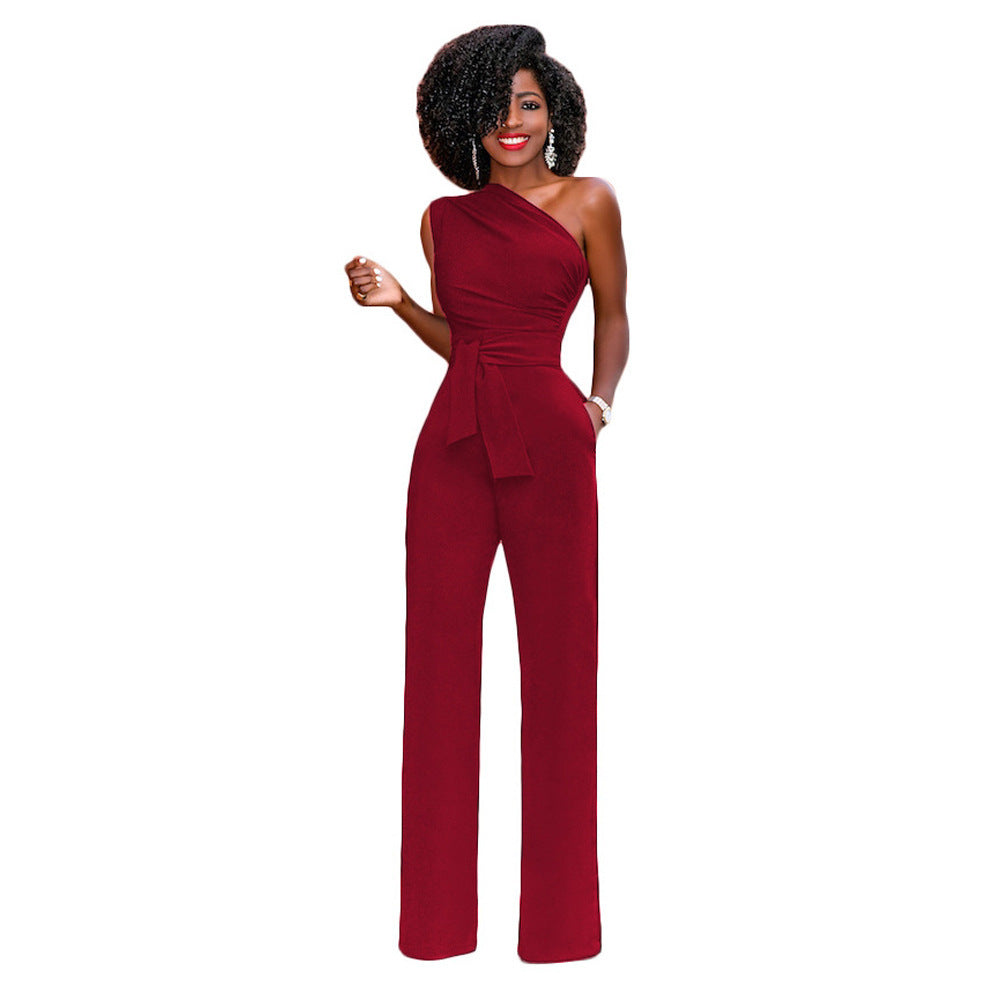 Sharon – Elegante Dames Jumpsuit met Schuine Kraag