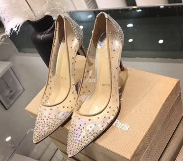 Kate – Transparante Damesschoenen met Strass en Kant