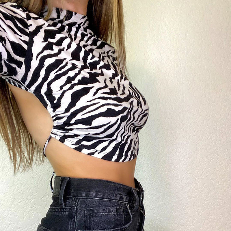Ann – Rugloze Zebra-Print Crop-Top voor Dames