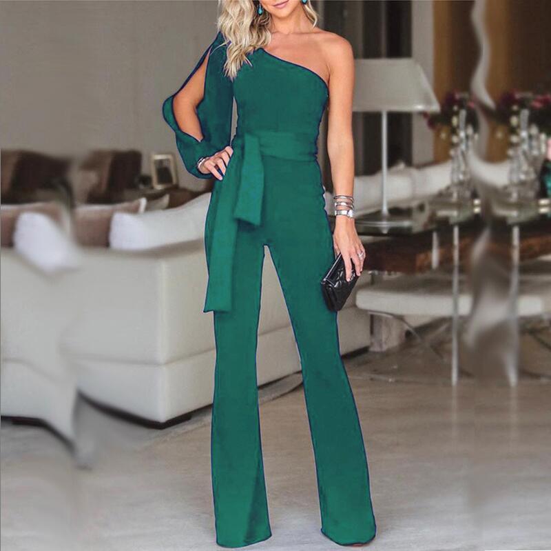 Miranda – Dames Hoge Taille Jumpsuit met Een Schouder