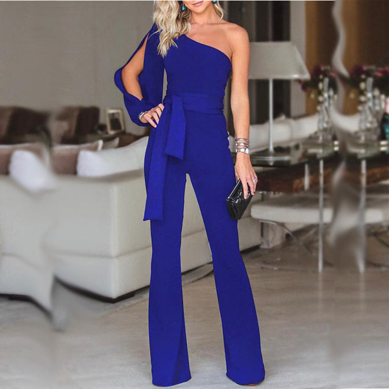 Miranda – Dames Hoge Taille Jumpsuit met Een Schouder