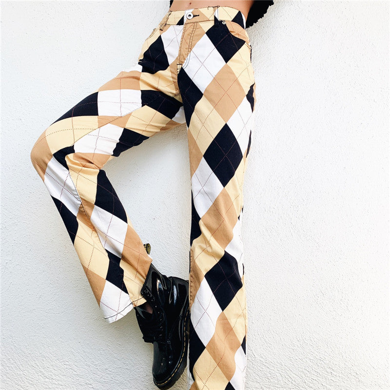 Andrea – Vintage Cargo-Broek met Ruitpatroon voor Dames