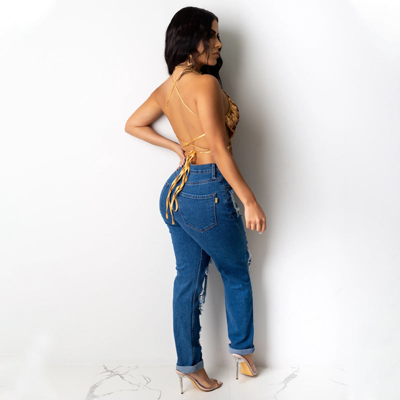 Jennifer – Vintage Dames Crop Top met Bandage-Design