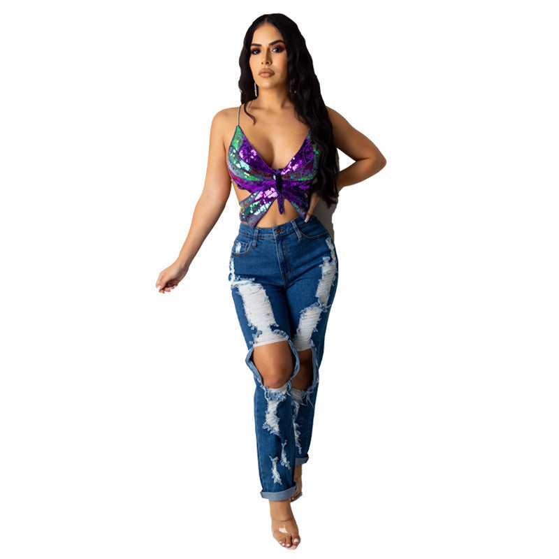 Jennifer – Vintage Dames Crop Top met Bandage-Design