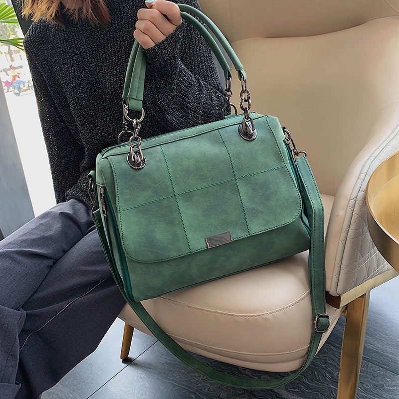 Jasmine – Grote Schoudertas van Hoogwaardig Vegan Leer in Matcha-Groen