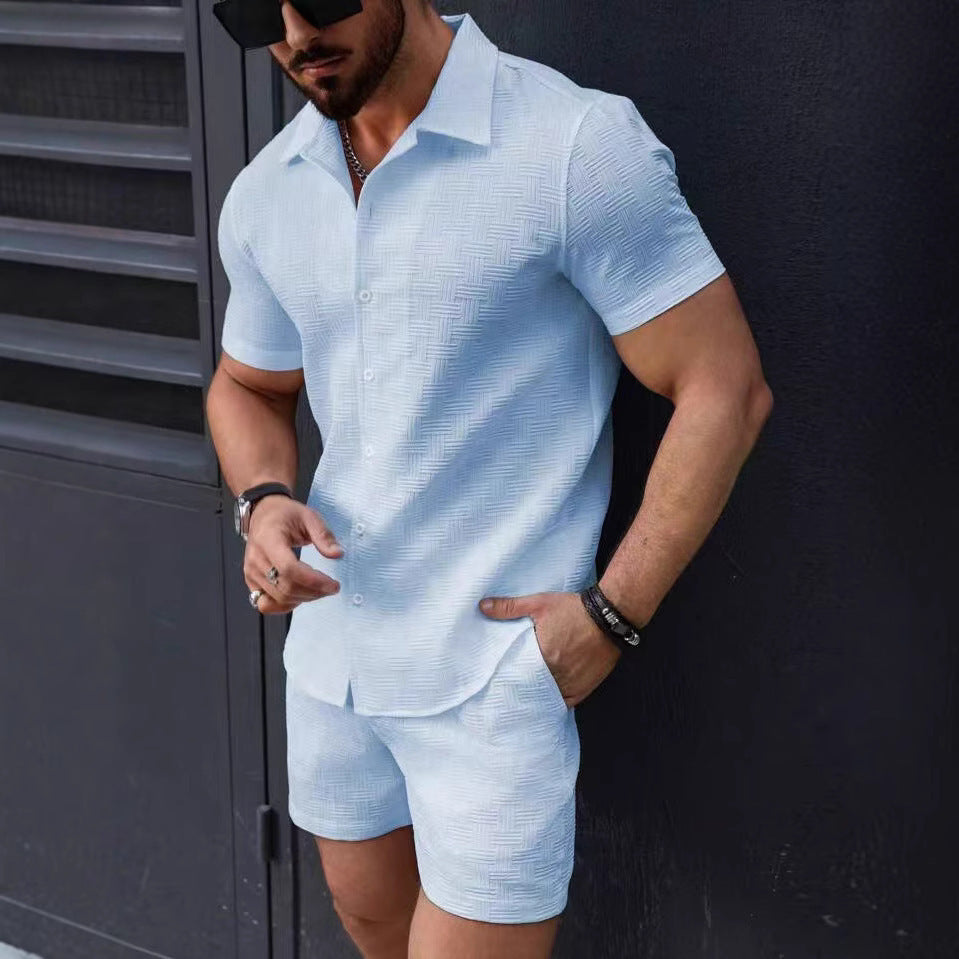 Robert – Kort mouw herenoverhemd met sportieve shorts