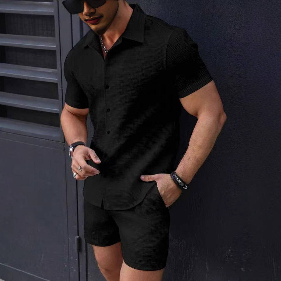 Robert – Kort mouw herenoverhemd met sportieve shorts