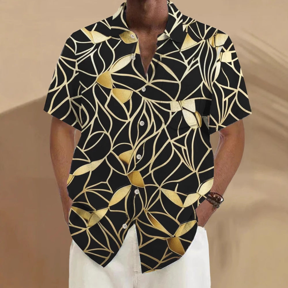 Charles – Casual Bedrukte Heren Cardigan Met Korte Mouwen Voor De Zomer