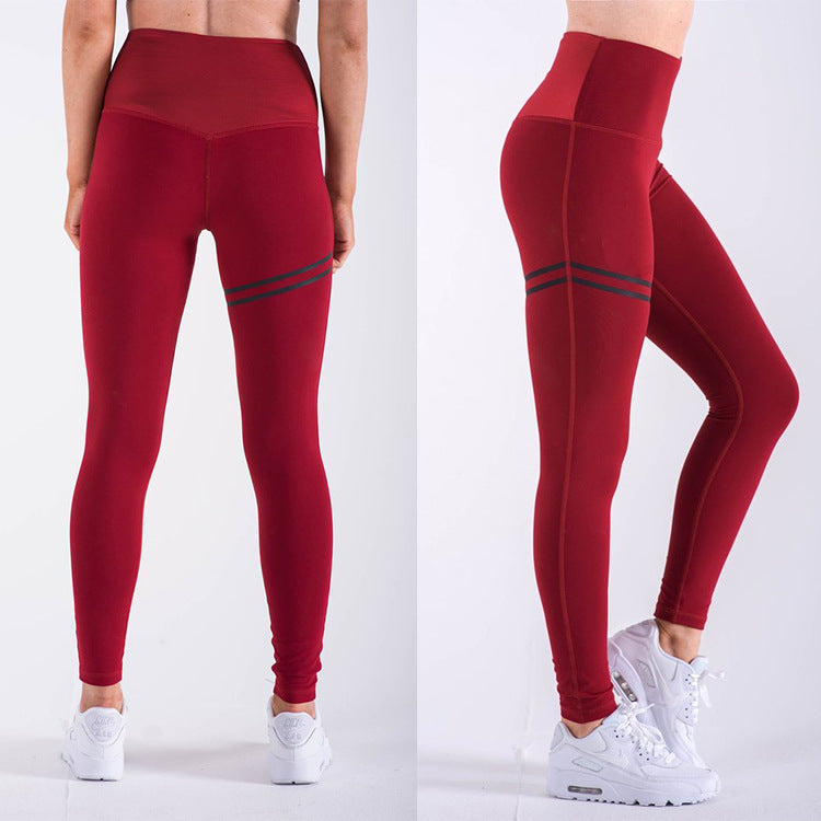Jade – Hooggetailleerde effen gestreepte stretch-yogabroek voor dames