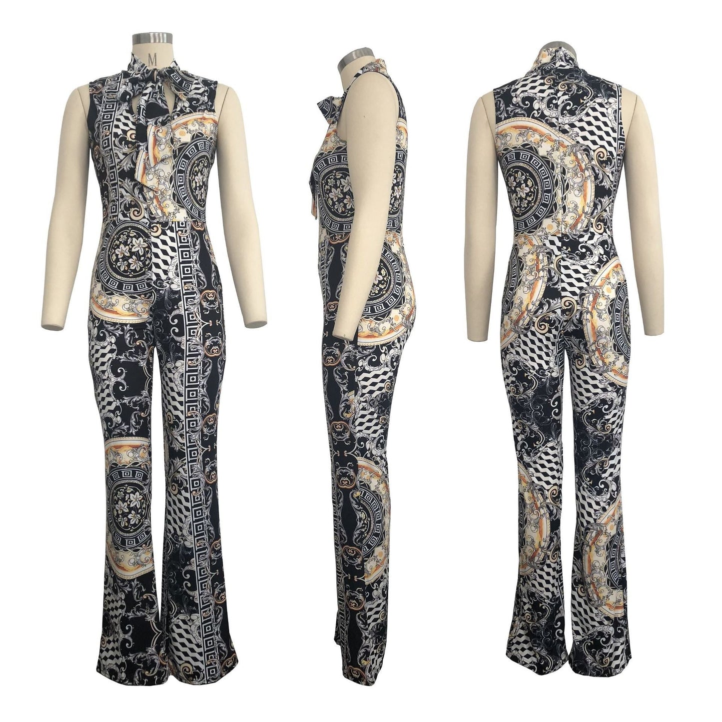Angela – Mouwloze Dames Jumpsuit met Print
