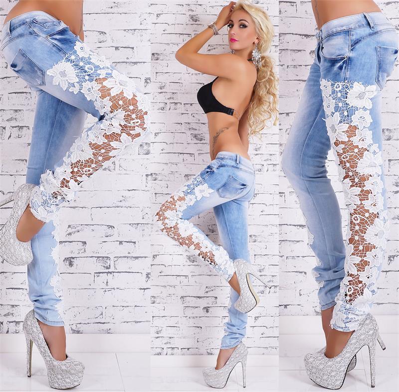 Sandra – Spitzenjeans in Donkerblauw