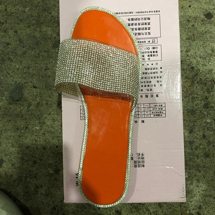 Karen – Grote Strass-Sandalen en Slippers voor Dames met Lage Hak