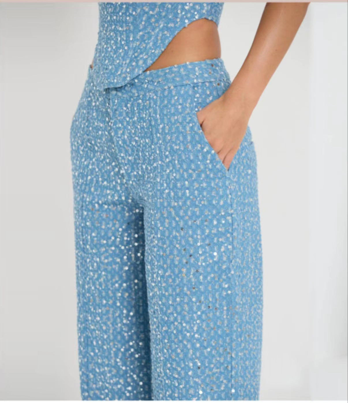 Charlotte – Modieuze Denim Pailletten Set
