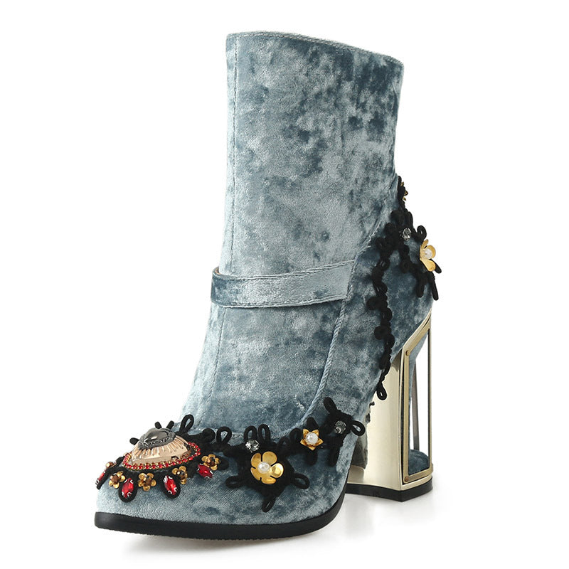 Lily – Gestikte Dameslaarzen met Pareldecoratie en Rits