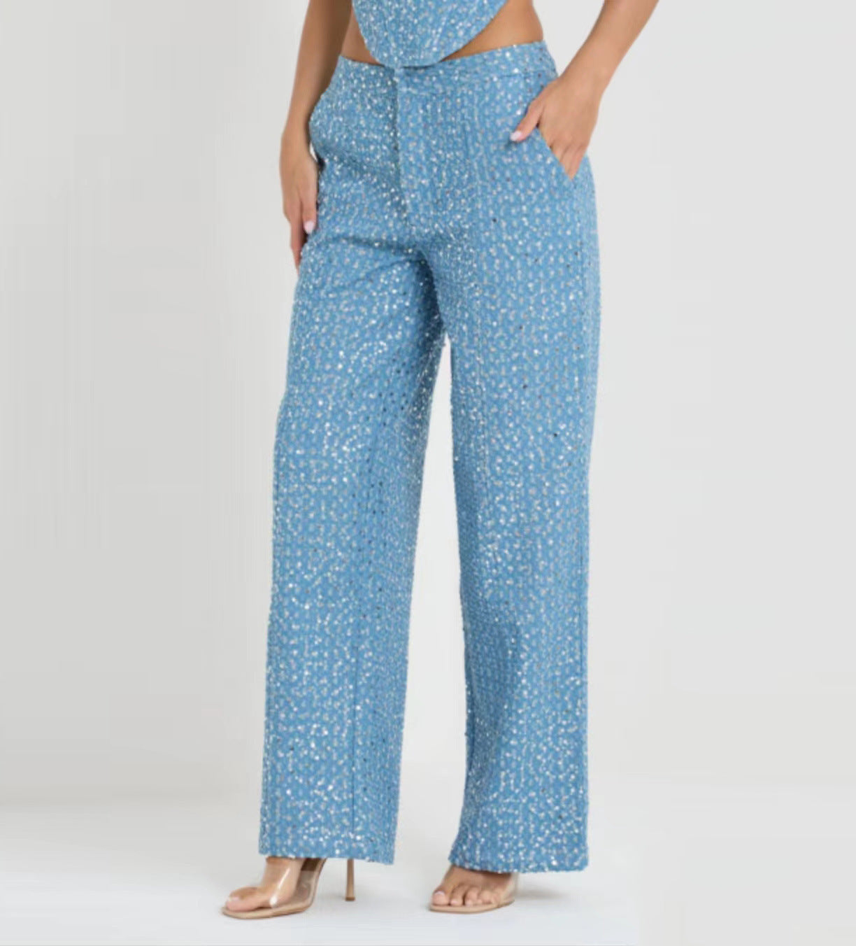 Charlotte – Modieuze Denim Pailletten Set