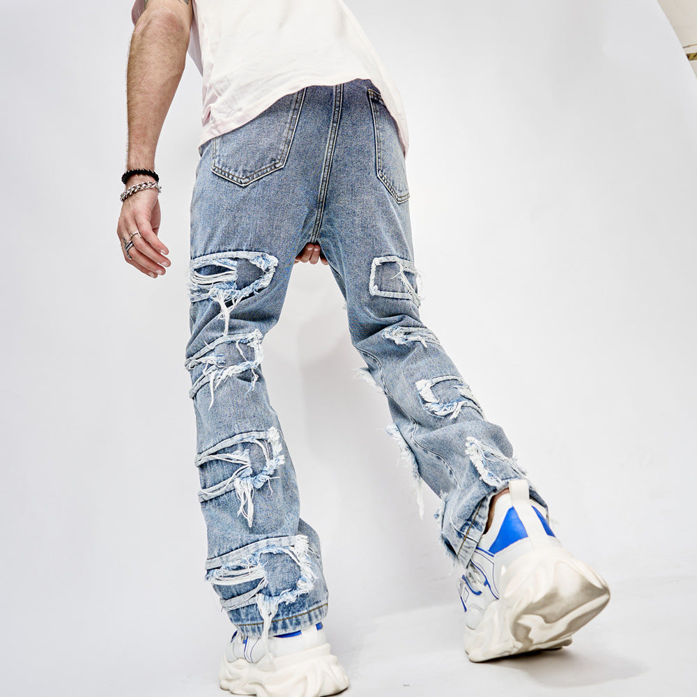 Gary – Modieuze Heren-Hip-Hop-Jeans met Patchwork en Rechte Snit