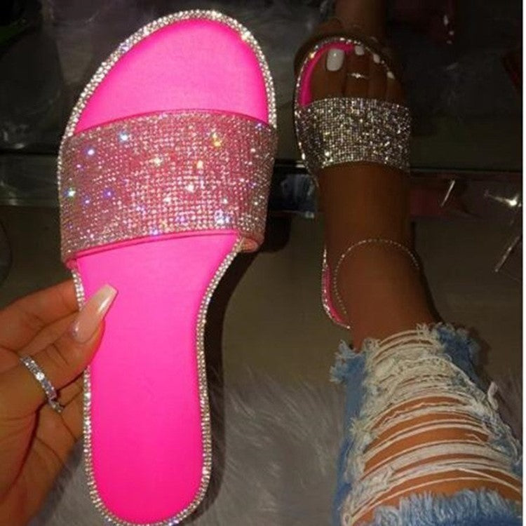 Karen – Grote Strass-Sandalen en Slippers voor Dames met Lage Hak