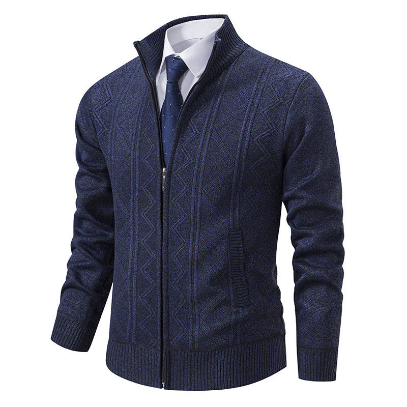 Bob – Wollen Heren Cardigan met Opstaande Kraag voor Herfst en Winter