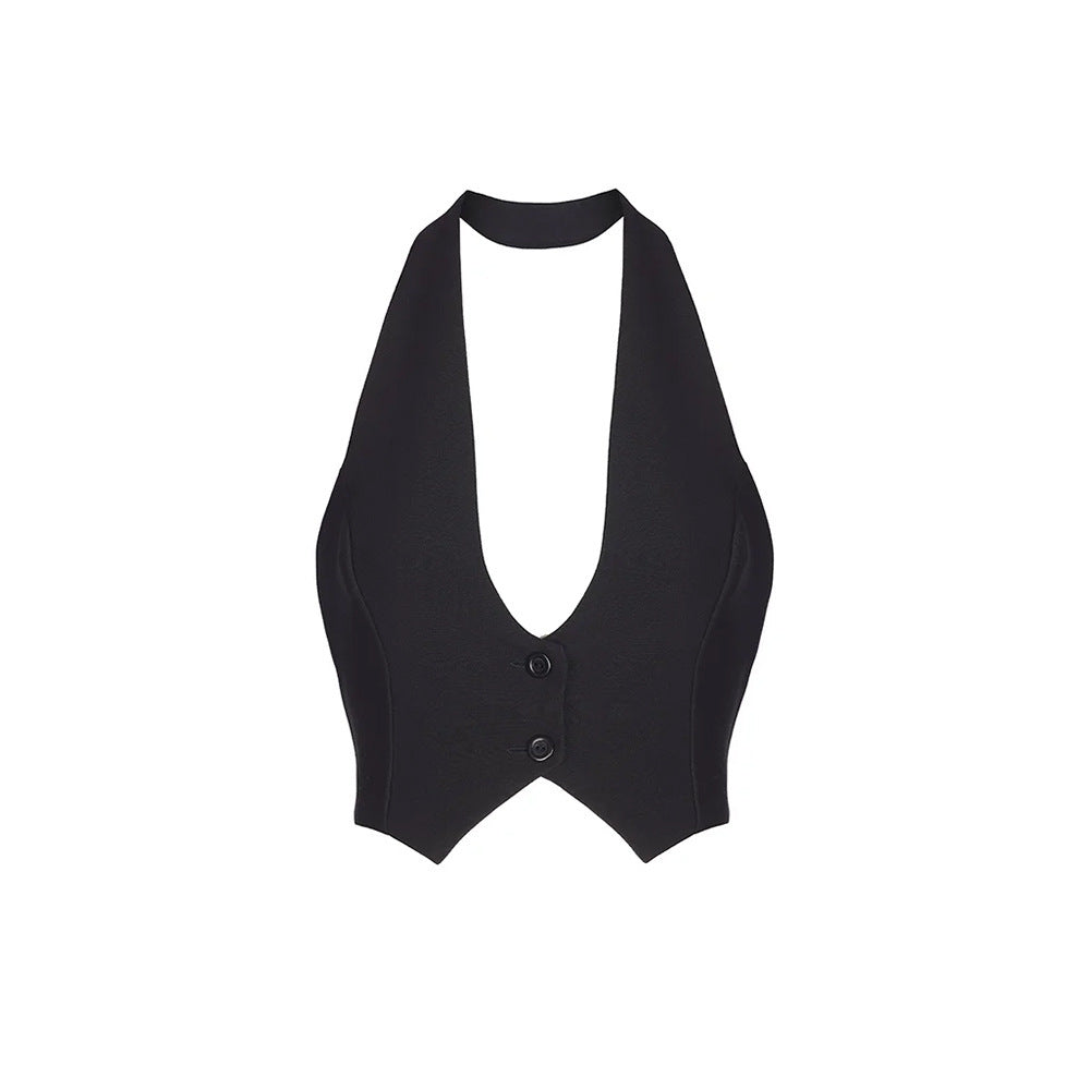 Grace – Stijlvolle Effen Haltertop met Open Rug