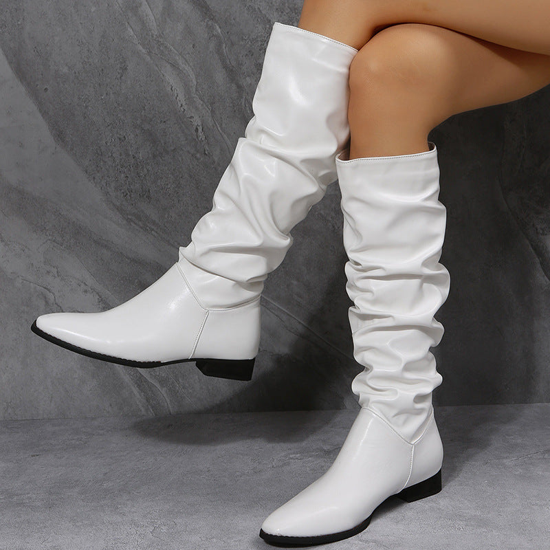 Ann – Witte Cowboylaarzen met Spitse Neus