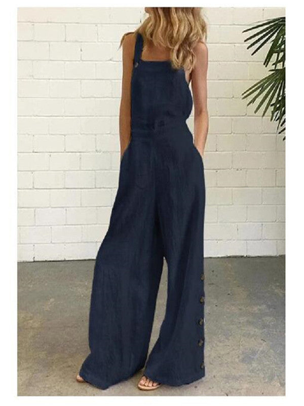 Megan – Luchtige Jumpsuit met Zakken en Wijd Been