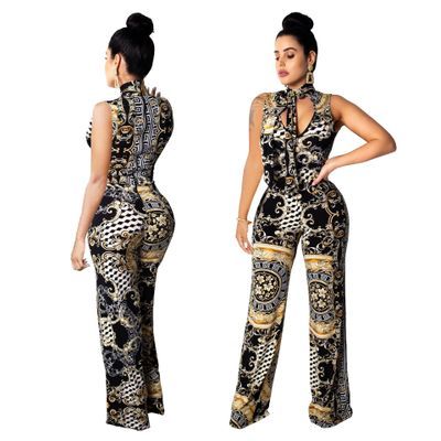 Angela – Mouwloze Dames Jumpsuit met Print