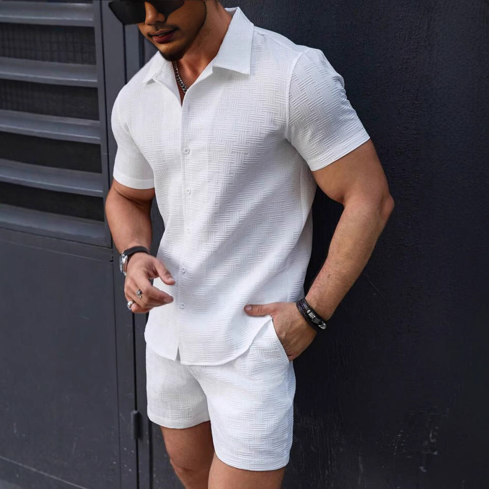 Robert – Kort mouw herenoverhemd met sportieve shorts