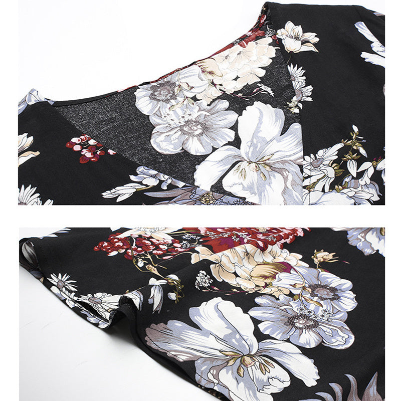 Carly – Bloemige Zomerjurk met V-Hals en Elastische Taille