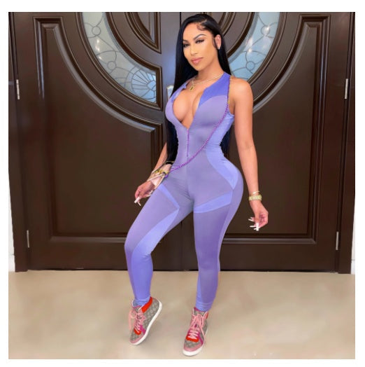 Denise – Strakke Yoga-Jumpsuit met Smock en Bandjes