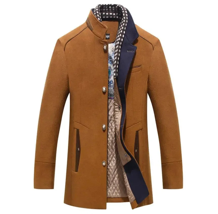 Bob – Elegante Mantel van Gemengde Wol met Contrasterende Kraag