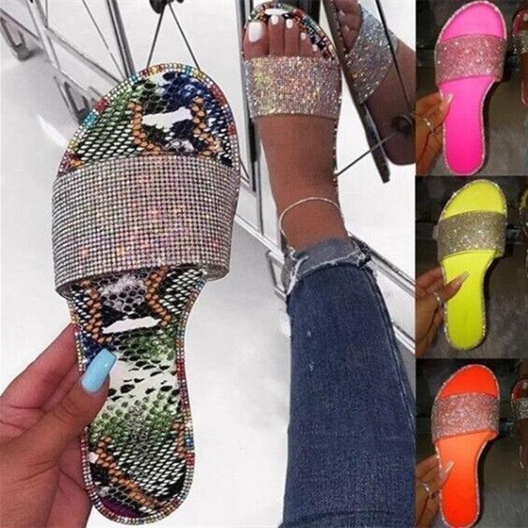 Karen – Grote Strass-Sandalen en Slippers voor Dames met Lage Hak