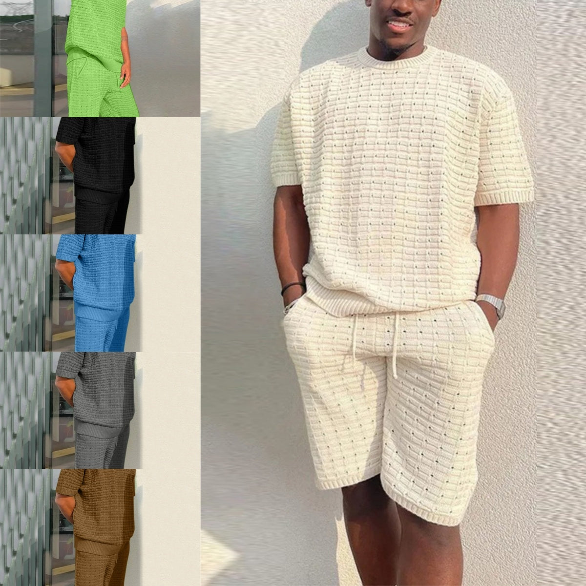 Micheal – Casual Zomerspak voor Heren met Losse Pasvorm en Kort Set