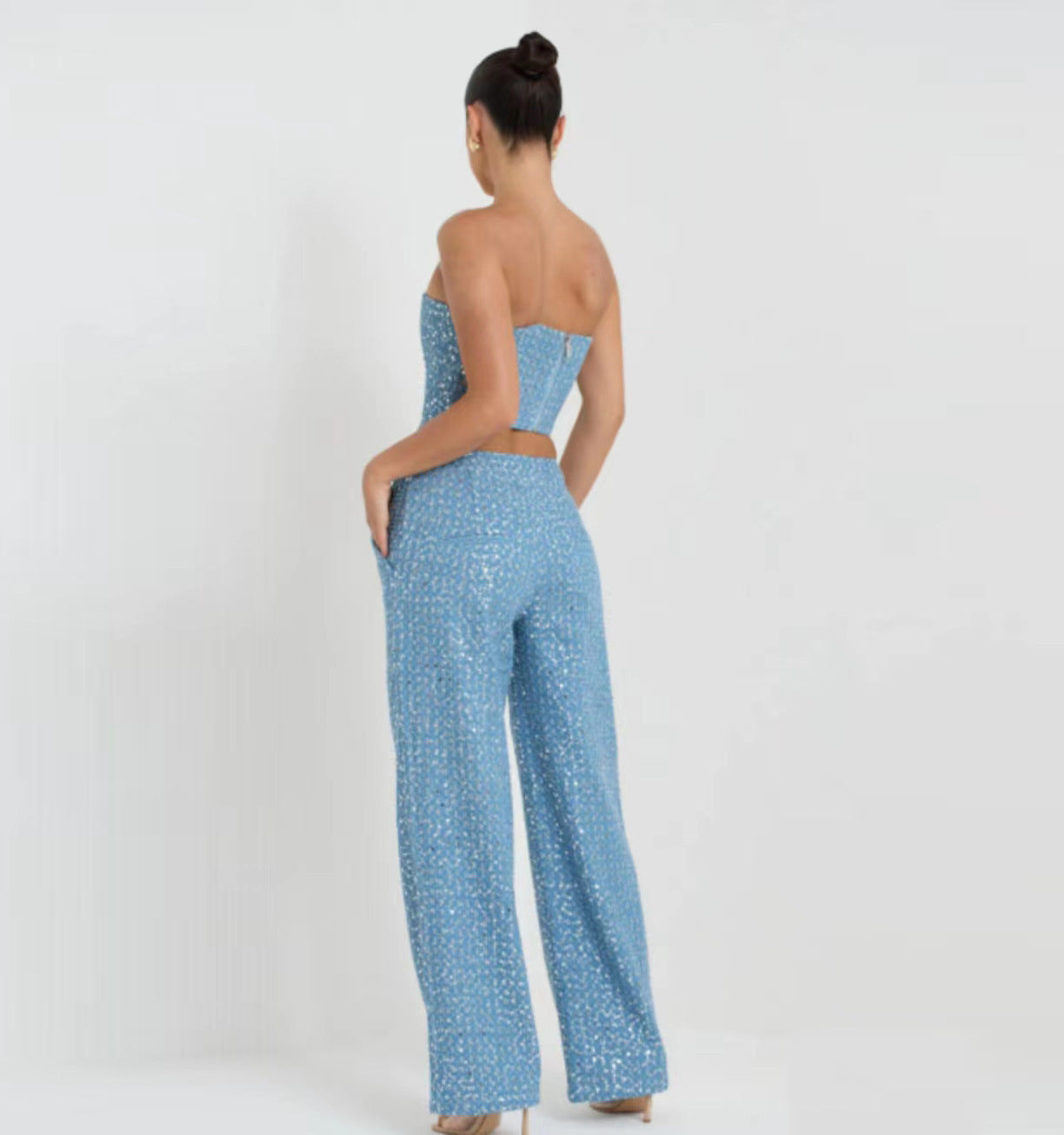 Charlotte – Modieuze Denim Pailletten Set