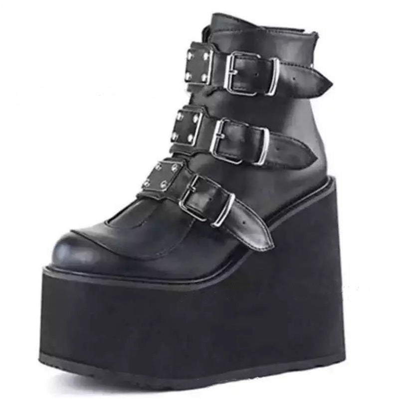 Donna – Wedge Heel Japanse Punk Stijl Dameslaarzen