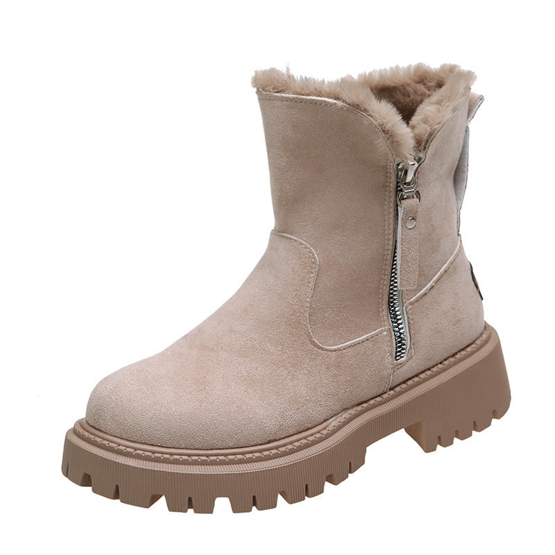 Alison – Dikke Pluche Sneeuwlaarzen van Premium Vegan Suede met Antislipzool