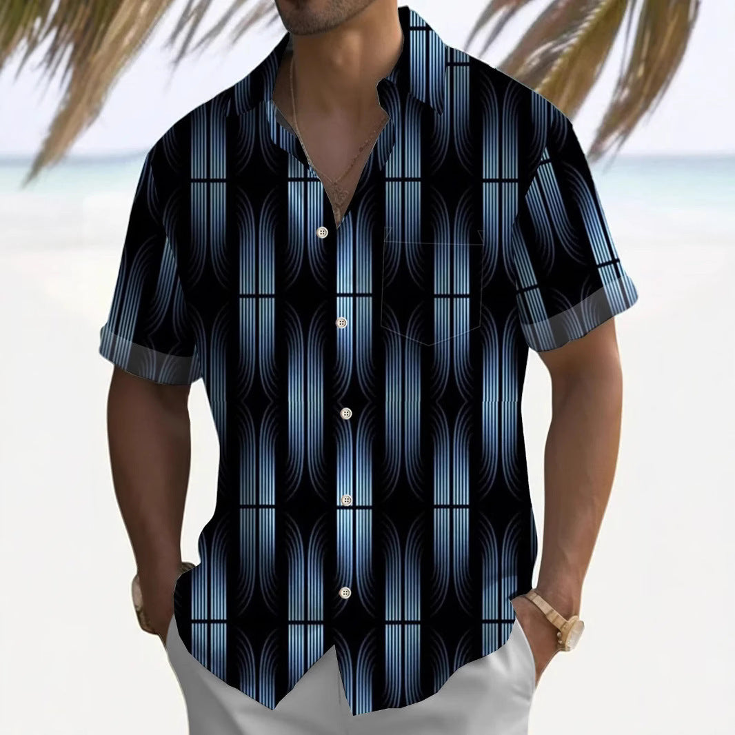 Charles – Casual Bedrukte Heren Cardigan Met Korte Mouwen Voor De Zomer