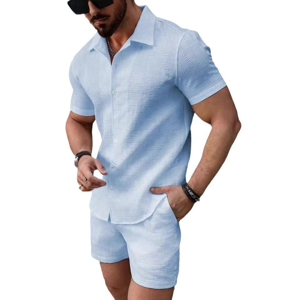 Robert – Kort mouw herenoverhemd met sportieve shorts