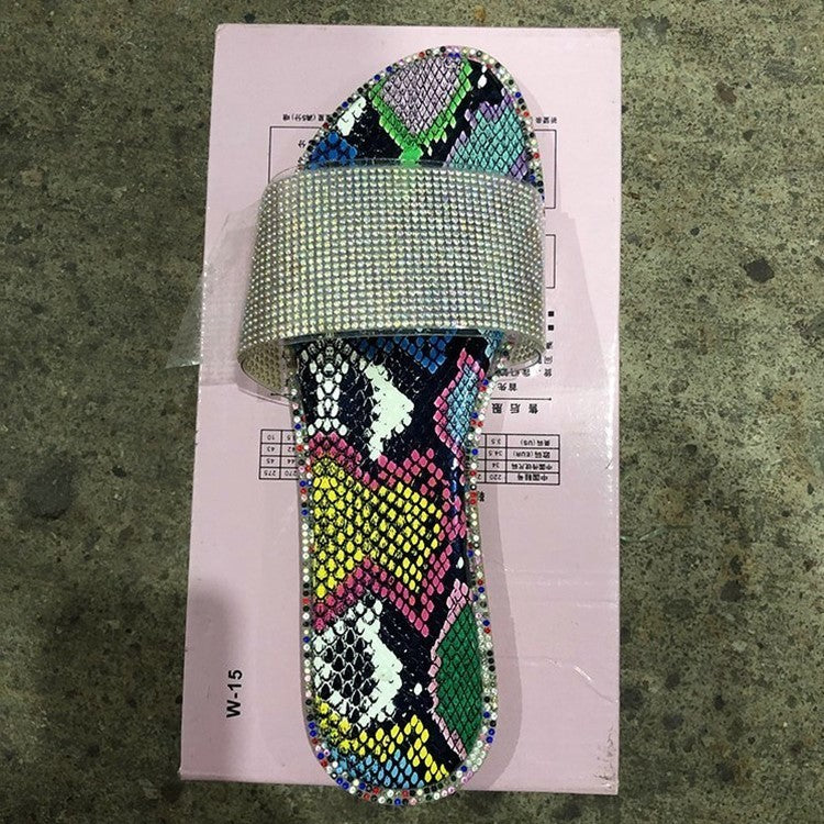 Karen – Grote Strass-Sandalen en Slippers voor Dames met Lage Hak