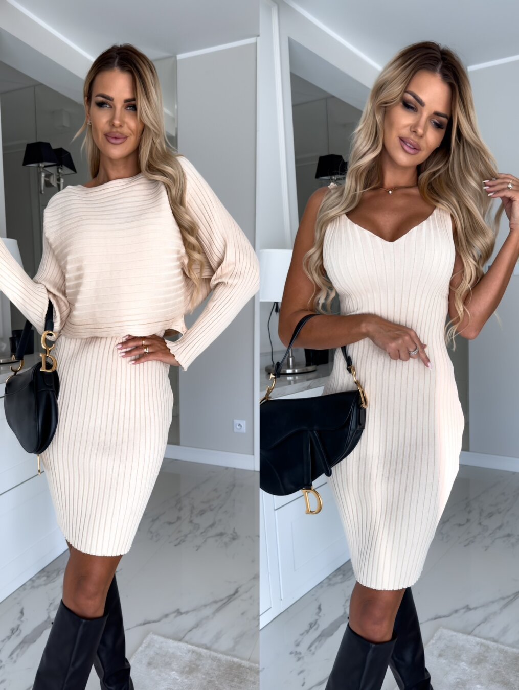 Lydia – Modieus Twee-delig Damesoutfit met Lange Mouwen Top en Strakke Rok