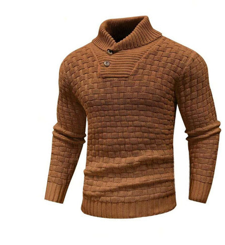 Eddie – Slim Fit Heren Rollneck Trui met Knopdesign