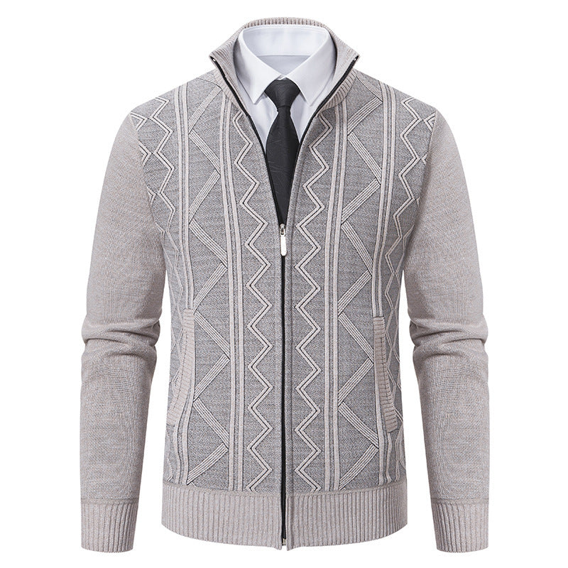 Bob – Wollen Heren Cardigan met Opstaande Kraag voor Herfst en Winter