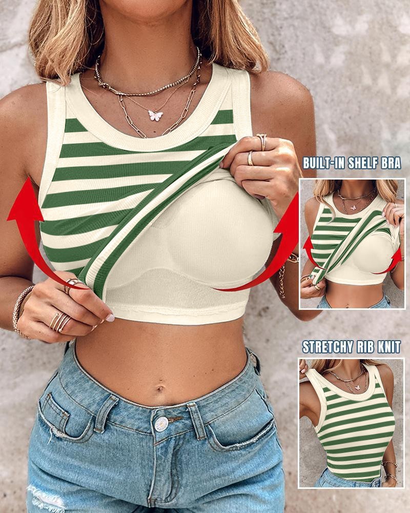 Joy – Slank gestreept tanktop met bralette