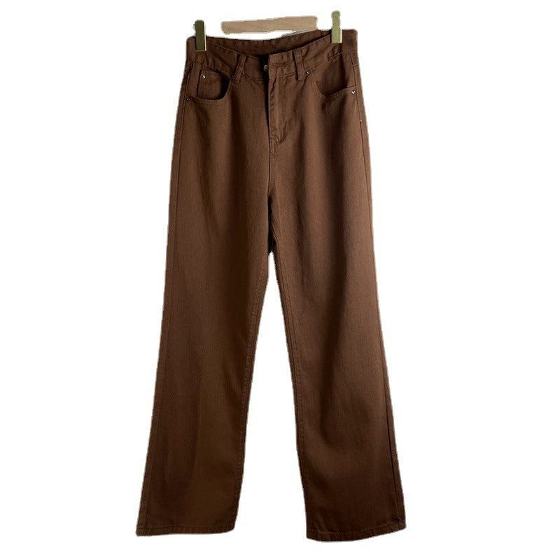Leslie – Retro Damesjeans in Effen Bruin