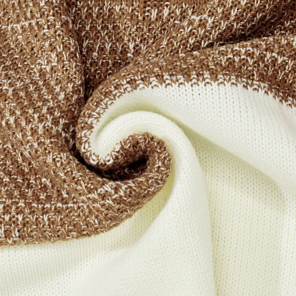 Lee – Casual Kleurblok Kabelgebreide Trui met Lange Mouwen