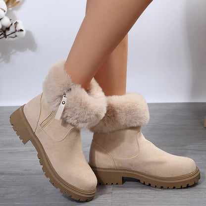 Juliet – Warme Pluchen Laarzen voor Dames met Ritssluiting