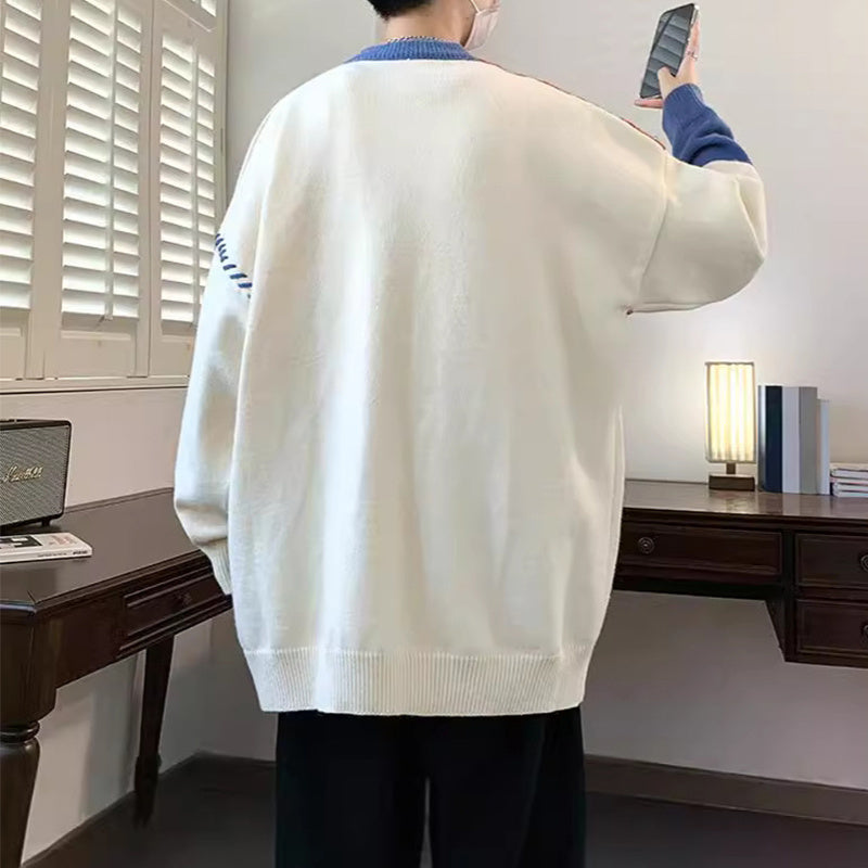 Raymond – Kleurblok Trui voor Heren met Lange Mouwen