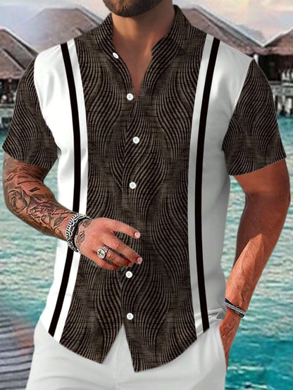 Steve – Casual Geometrisch Kortemouwen Shirt voor Heren