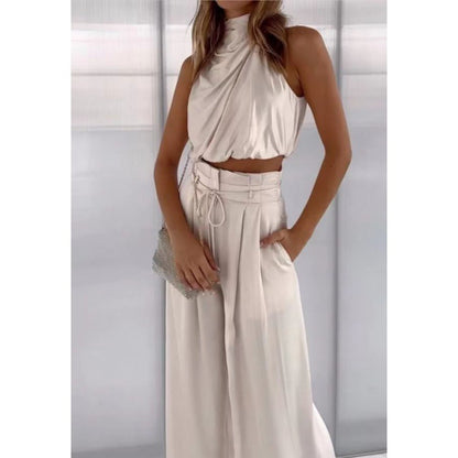 Ruby – Modieuze Mouwloze Top Met Wijde Broek Set